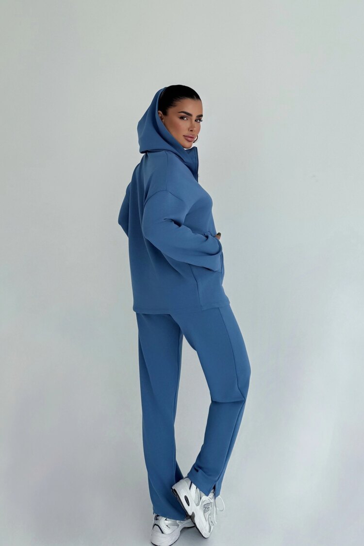 Blue Tracksuit Casual Sport Streetwear Elegant