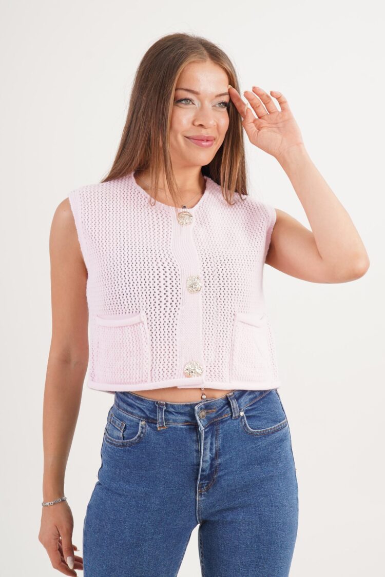 Cardigan - Casual Cute Preppy Sleeveless Crop