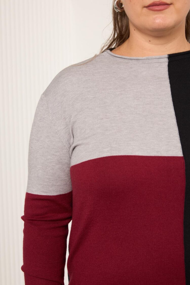 Black Plus Size Color Block Sweater