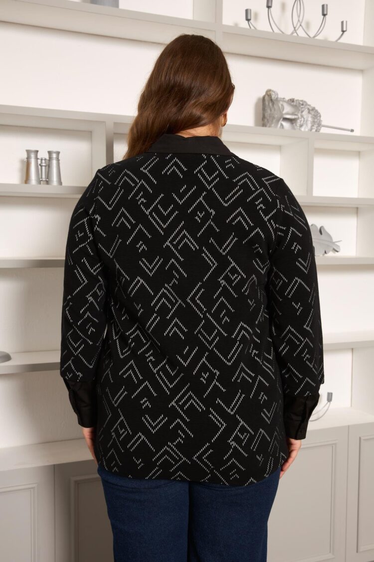 Black Plus Size Polo Neck Blouse