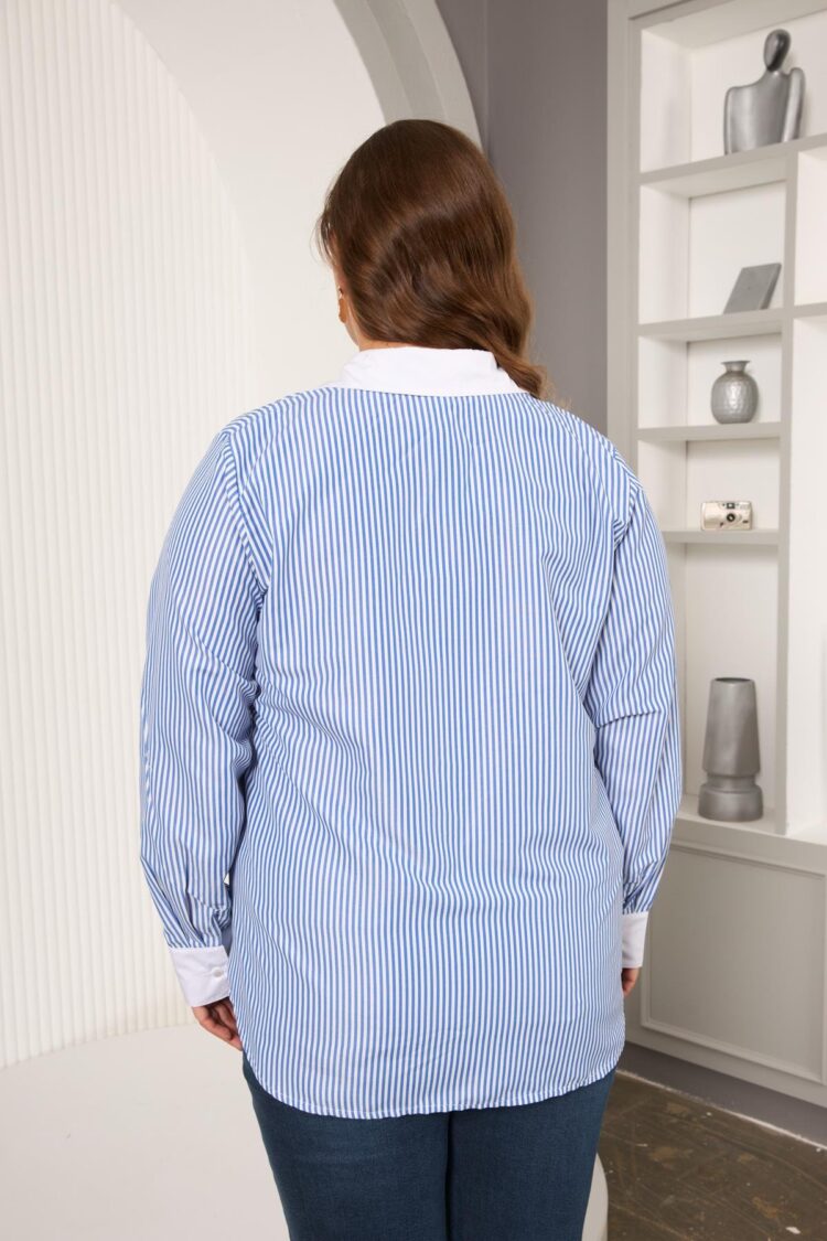 Blue Plus Size Casual Formal Shirt