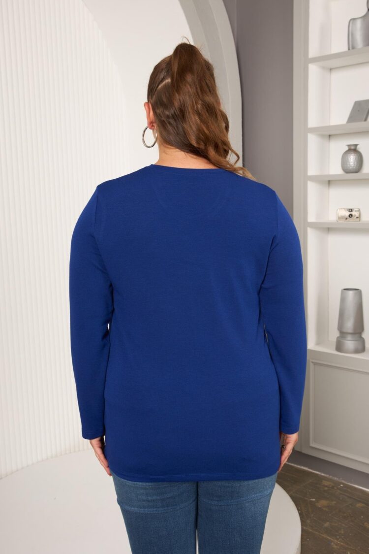 Blue Plus Size Elegant Casual Blouse
