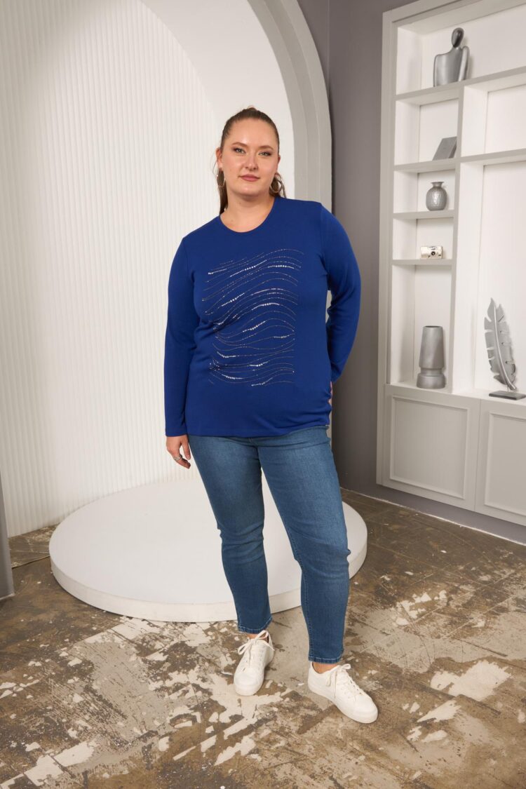 Blue Plus Size Elegant Casual Blouse
