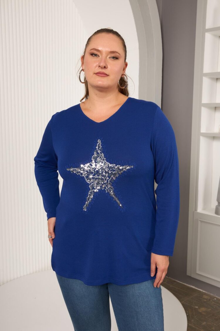 Blue Plus Size Casual Glam Blouse - Brand: RMG - Women & Kids, Baby Clothes Wholesale - Globality Store