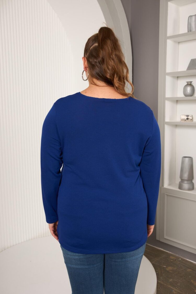 Blue Plus Size Casual Glam Blouse