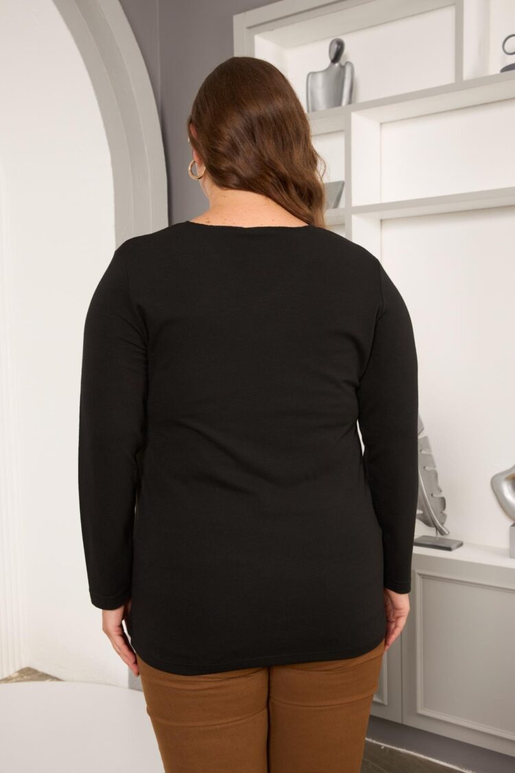 Plus Size Casual Blouse With Sequined Stars