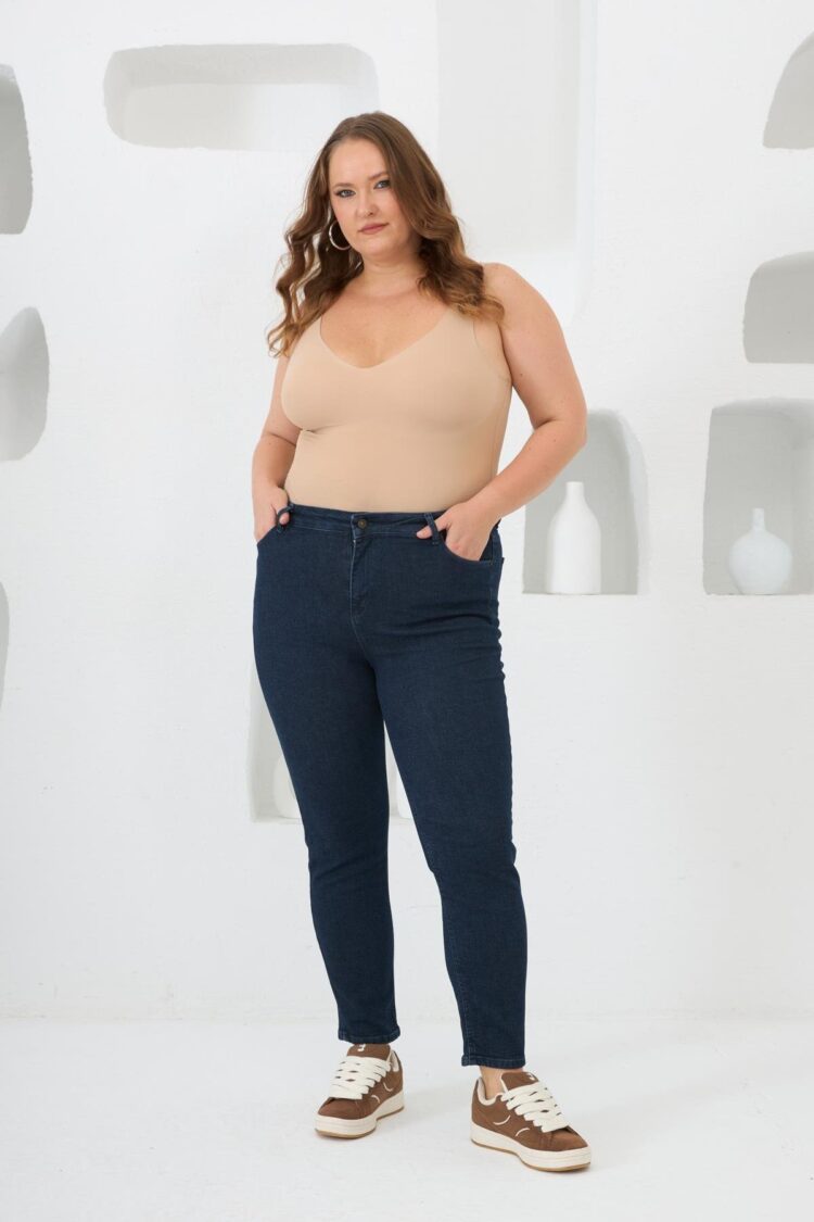 Blue Casual Plus Size Streetwear Mom Jeans