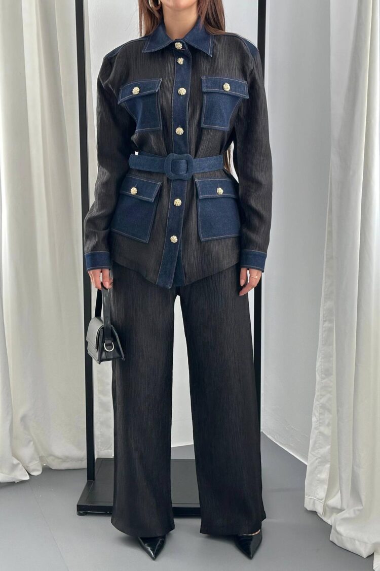 Garnished Pocket Shirt And Trouser Set