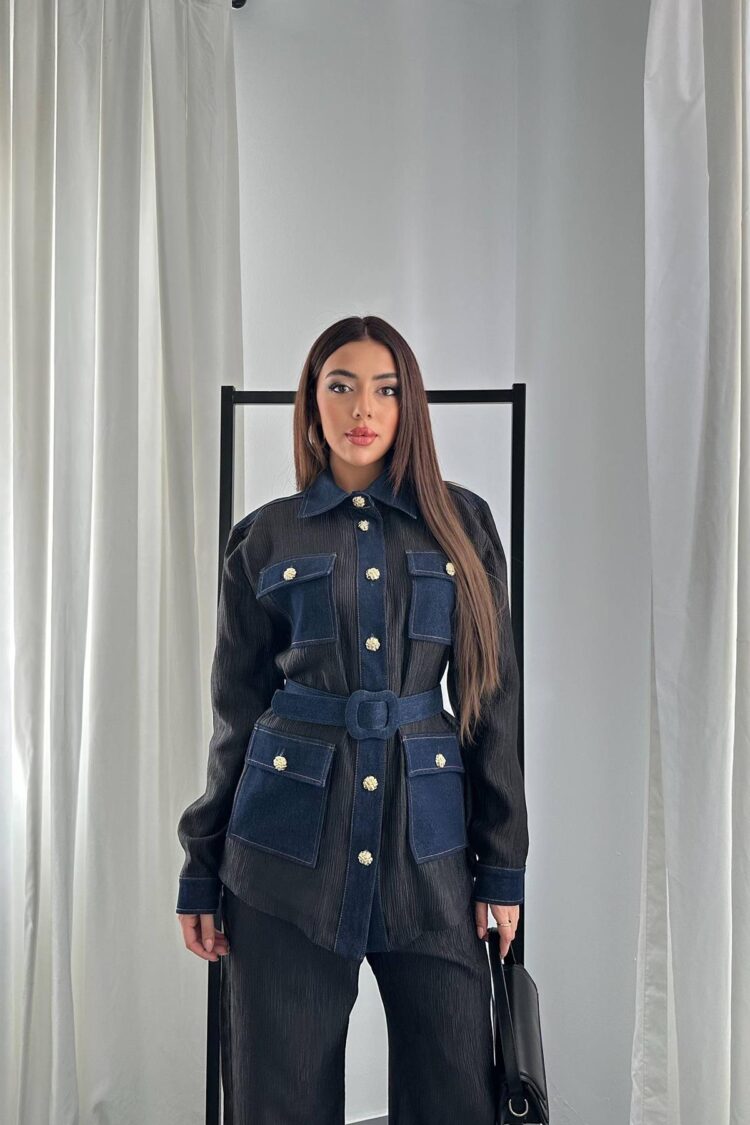 Garnished Pocket Shirt And Trouser Set