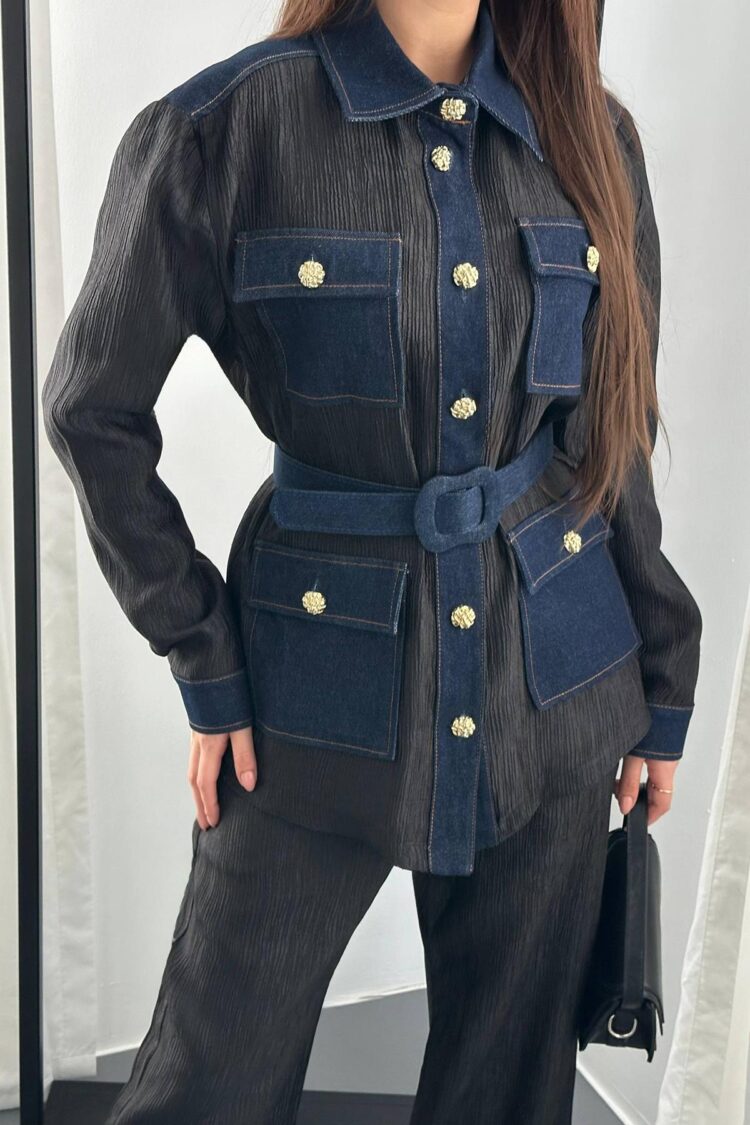 Garnished Pocket Shirt And Trouser Set