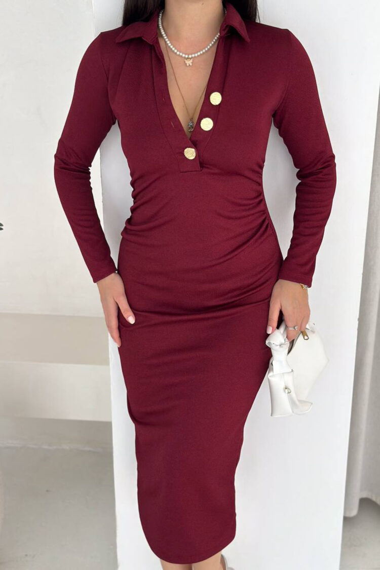 Elegant Sheath Dress With Notched Neck - Brand: Mode Roy - Women & Kids, Baby Clothes Wholesale - Globality Store