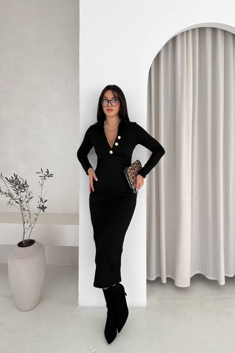 ElegantSheath Dress With Plunging Neck