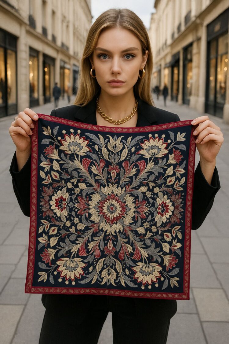 Navy Blue Elegant Floral Shawl - Brand: Axesoire - Women & Kids, Baby Clothes Wholesale - Globality Store