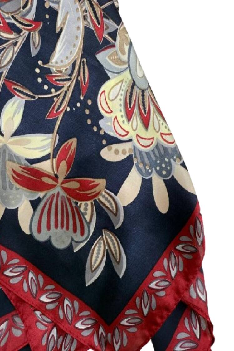 Navy Blue Elegant Floral Shawl