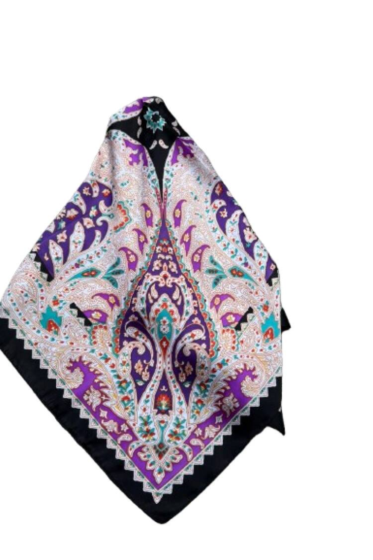 Ethnic Black Shawl With Paisley Floral Elegance
