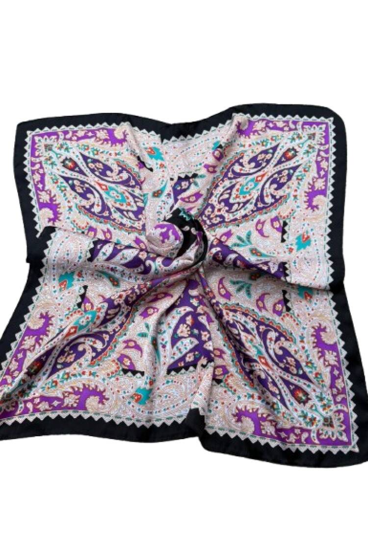 Ethnic Black Shawl With Paisley Floral Elegance