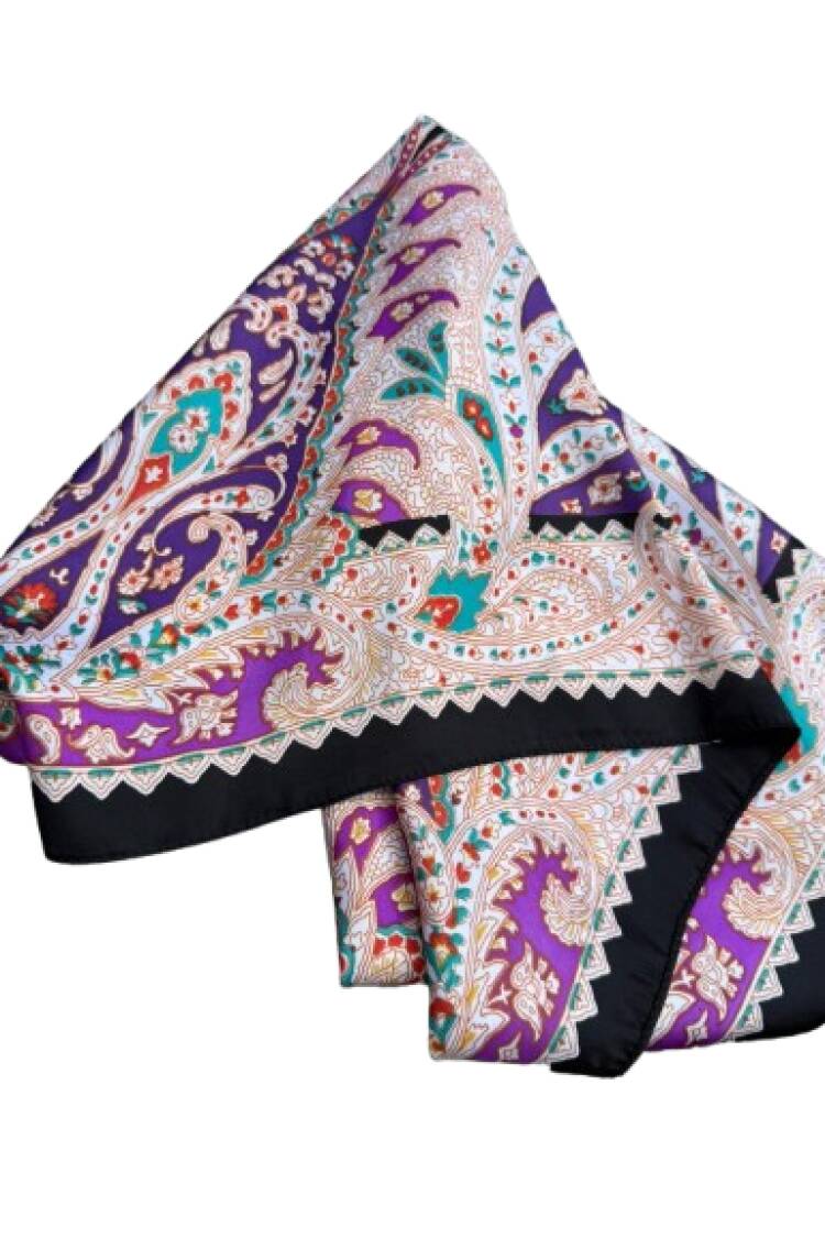 Ethnic Black Shawl With Paisley Floral Elegance
