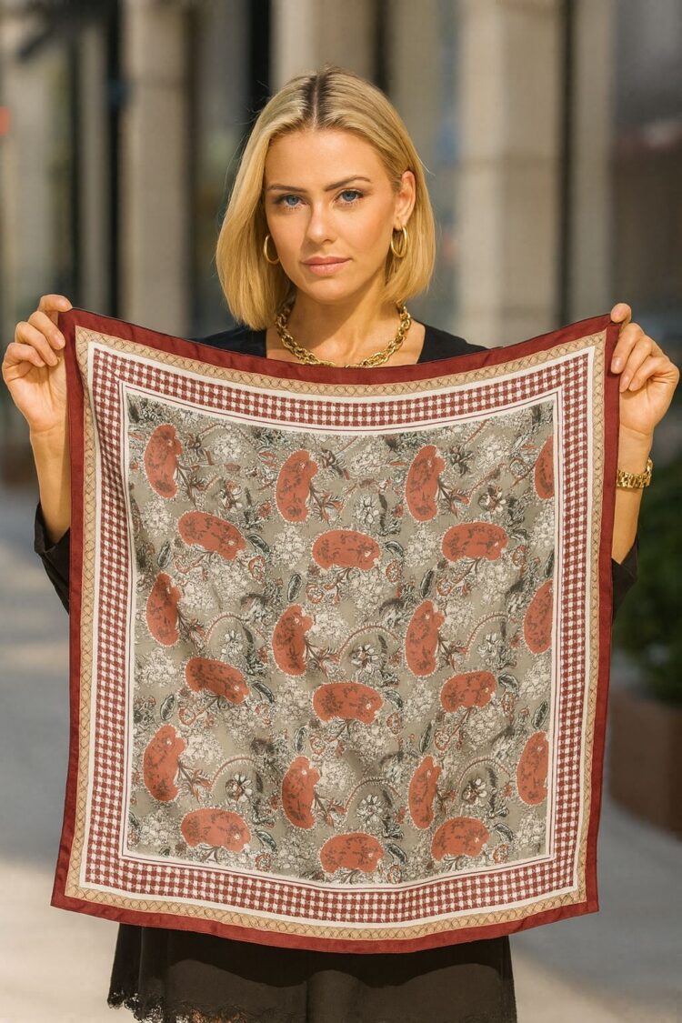 Brown Ethnic Shawl With Paisley Pattern - Brand: Axesoire - Women & Kids, Baby Clothes Wholesale - Globality Store