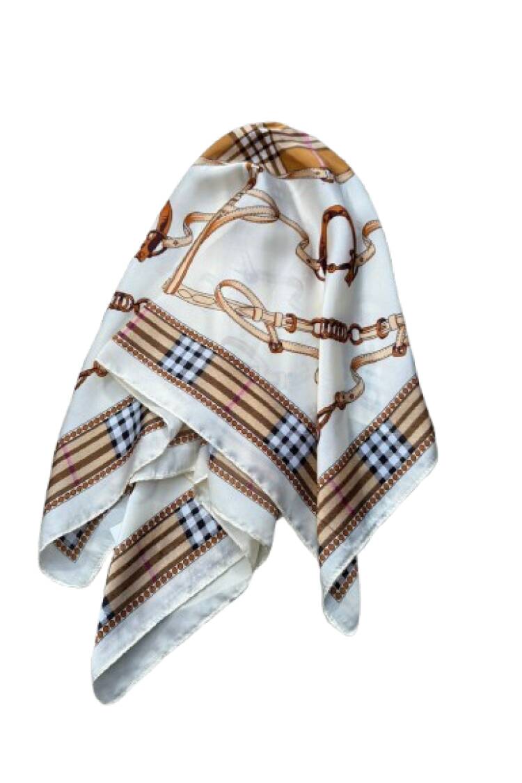 Beige Vintage Checkered Shawl