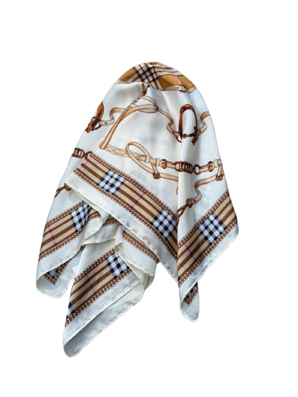 Beige Vintage Checkered Shawl
