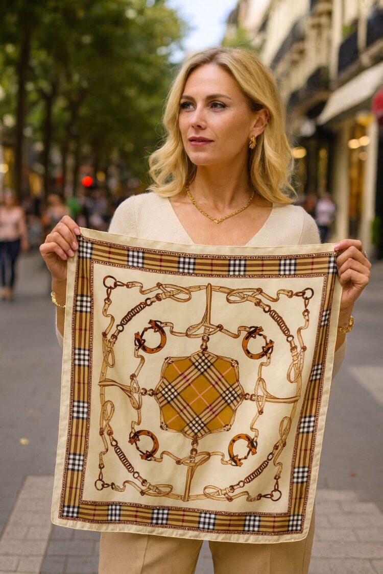 Beige Vintage Checkered Shawl - Brand: Axesoire - Women & Kids, Baby Clothes Wholesale - Globality Store