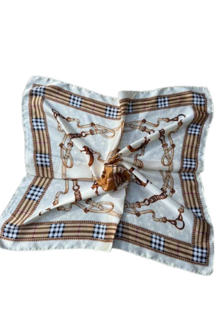 Beige Vintage Checkered Shawl