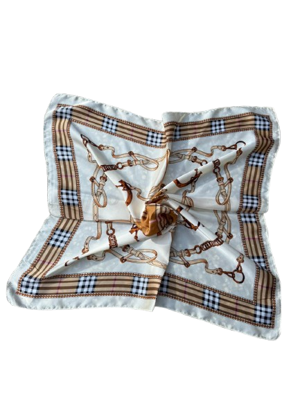Beige Vintage Checkered Shawl