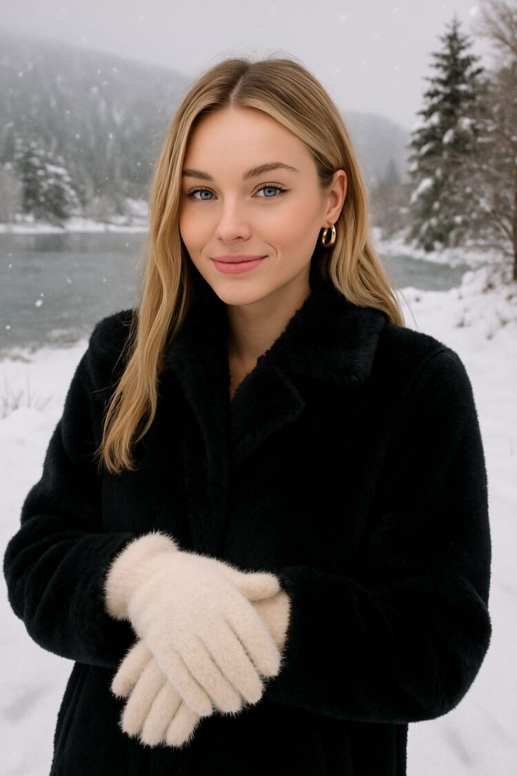 Fur Gloves With Inner Fur - Brand: Axesoire - Women & Kids, Baby Clothes Wholesale - Globality Store
