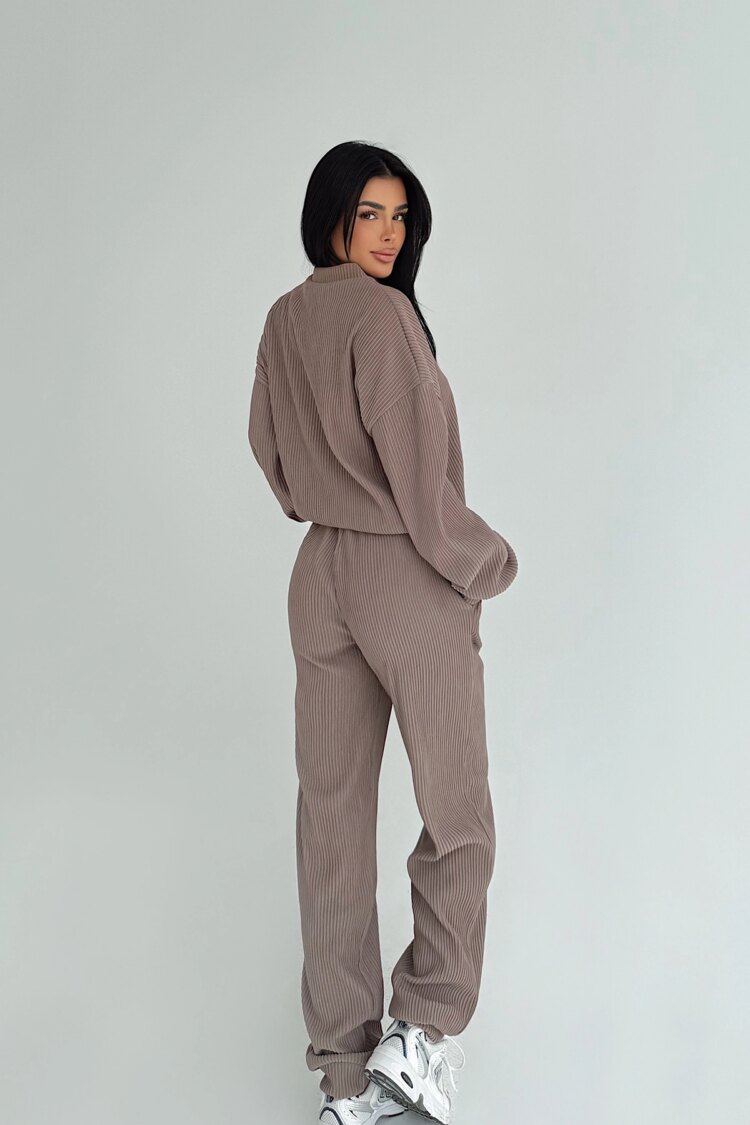 Brown Casual Sport Modest Jogger Set