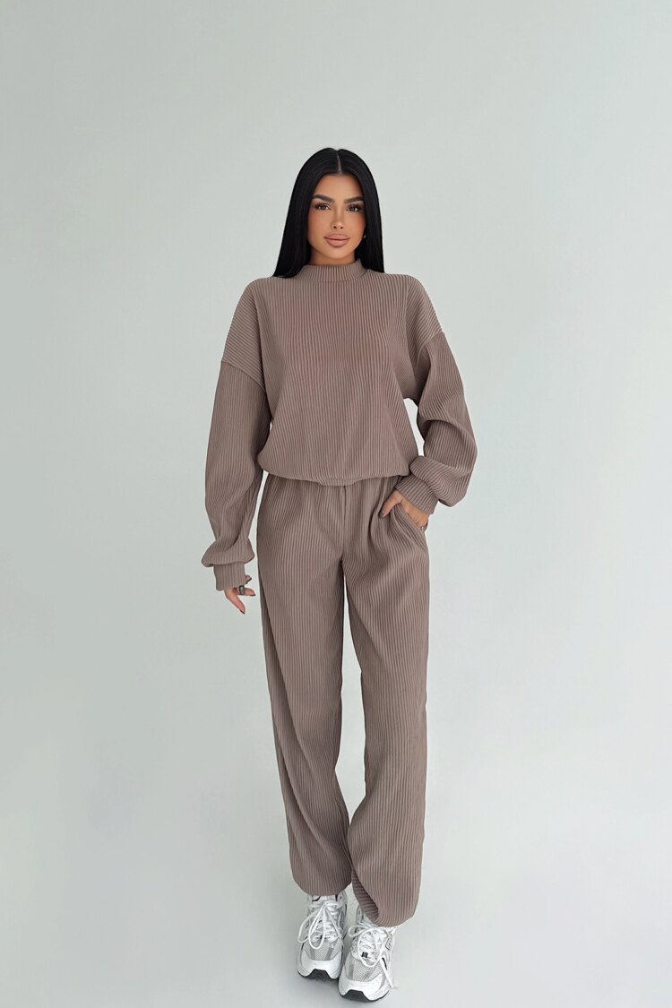Brown Casual Sport Modest Jogger Set - Brand: EYYO ATELIER - Women & Kids, Baby Clothes Wholesale - Globality Store