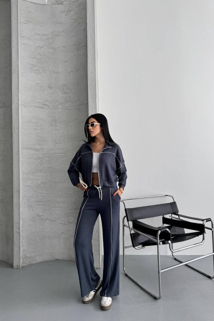 Navy Blue Tracksuit Zip Up Jogger With Hooded Neck - Brand: Mode Roy - Women & Kids, Baby Clothes Wholesale - Globality Store