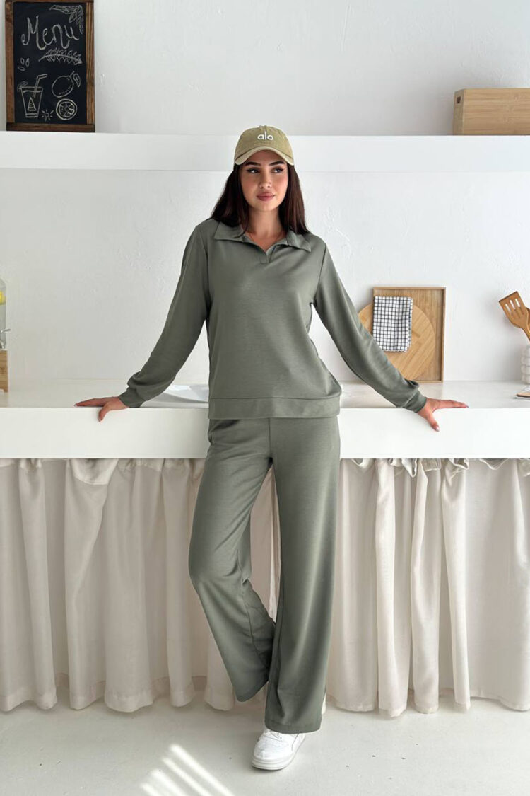 Khaki Tracksuit Casual Sport Streetwear