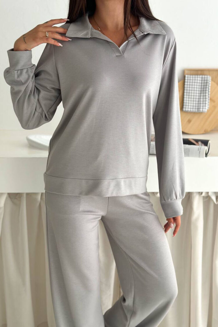 Tracksuit With Polo Neck & Wide Jogger Pants - Brand: Mode Roy - Women & Kids, Baby Clothes Wholesale - Globality Store