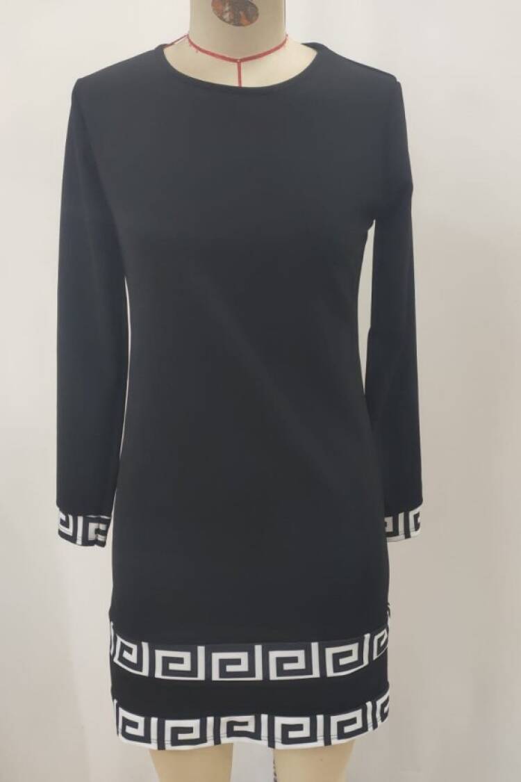 Elegant Black Sheath Dress With Long Sleeves