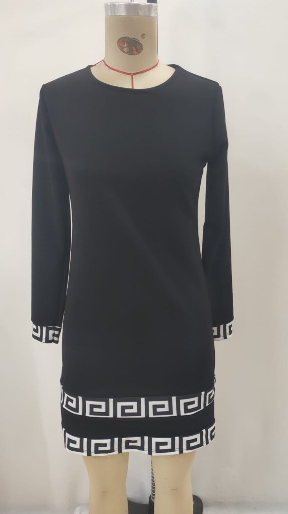 Elegant Black Sheath Dress With Long Sleeves