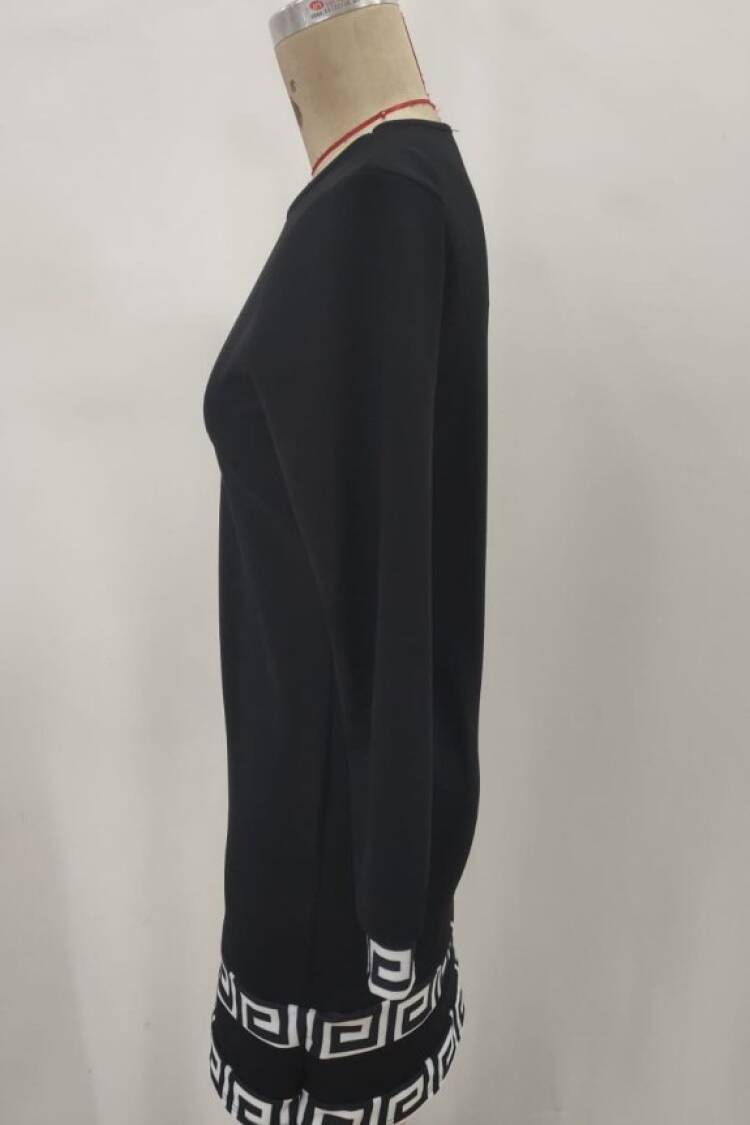 Elegant Black Sheath Dress With Long Sleeves