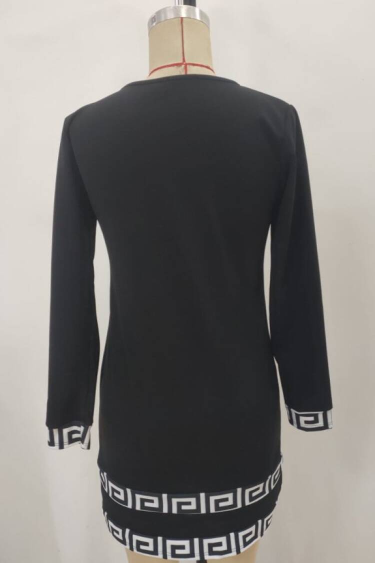 Elegant Black Sheath Dress With Long Sleeves