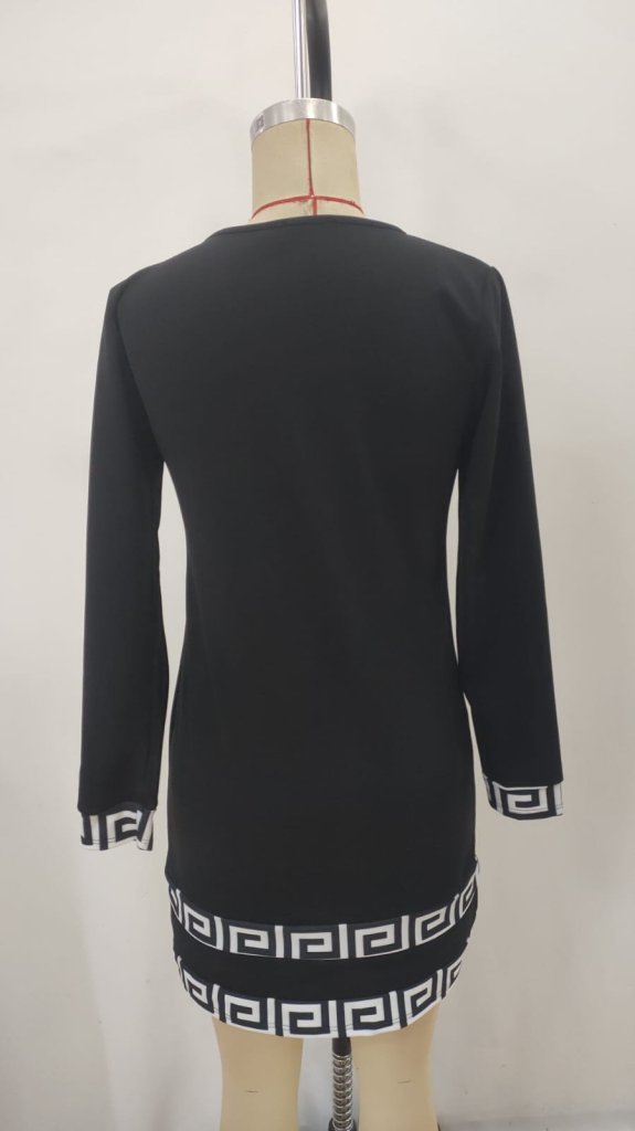 Elegant Black Sheath Dress With Long Sleeves