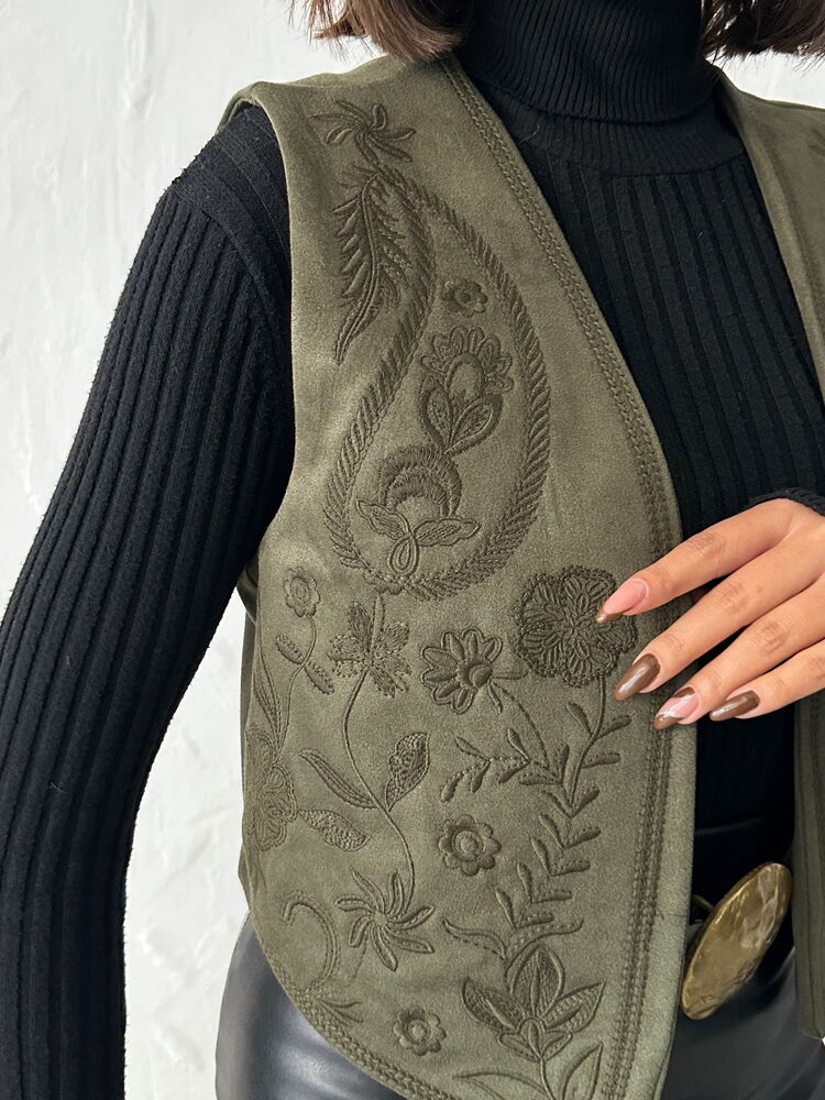 Green Boho Casual Elegant Streetwear Vintage Retro Vest