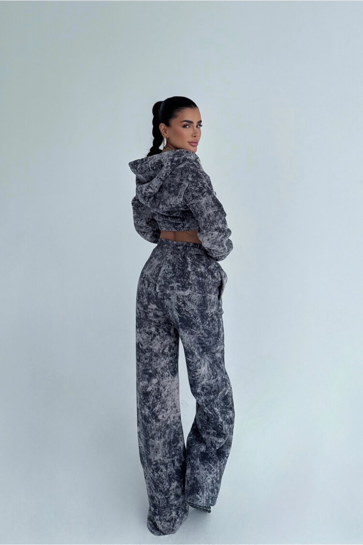 Black Marble Zip Up Jogger Tracksuit