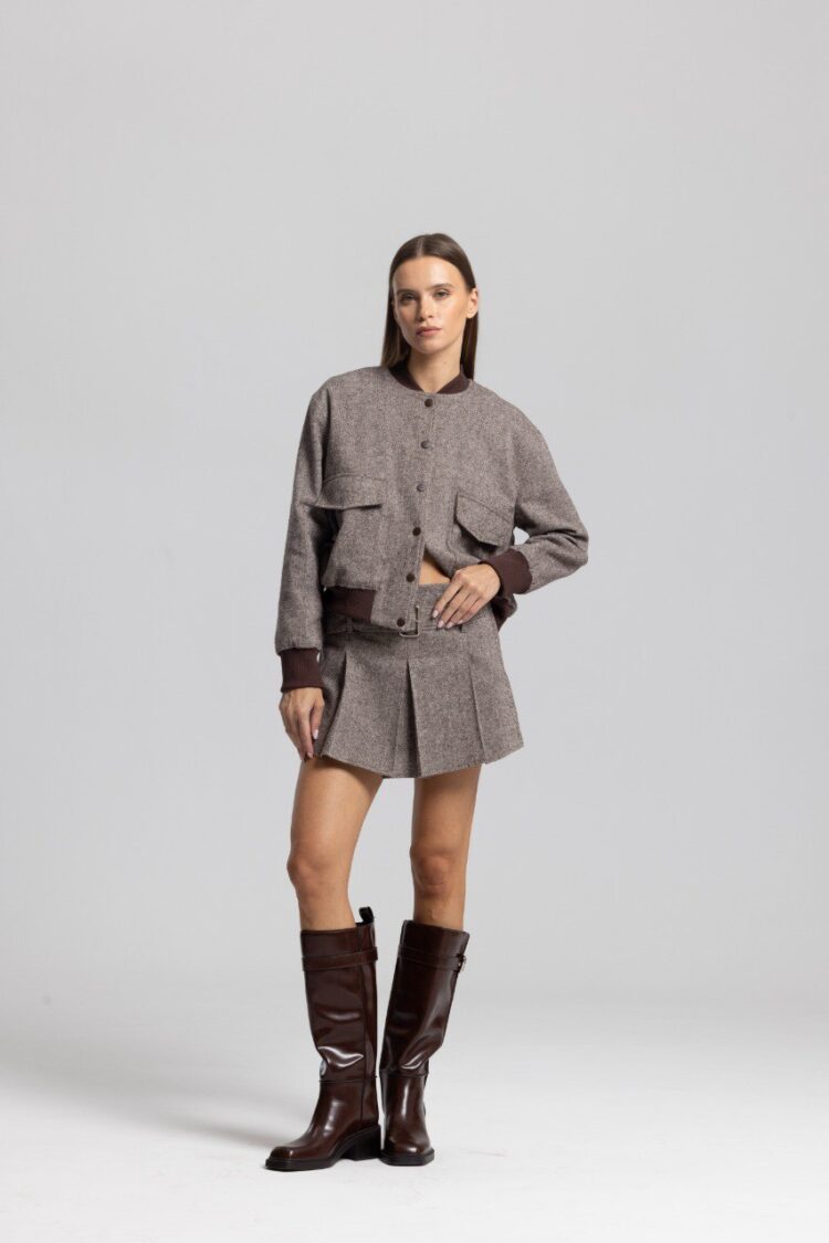 Brown Bomber Jacket - Brand: Cream Rouge - Women & Kids, Baby Clothes Wholesale - Globality Store