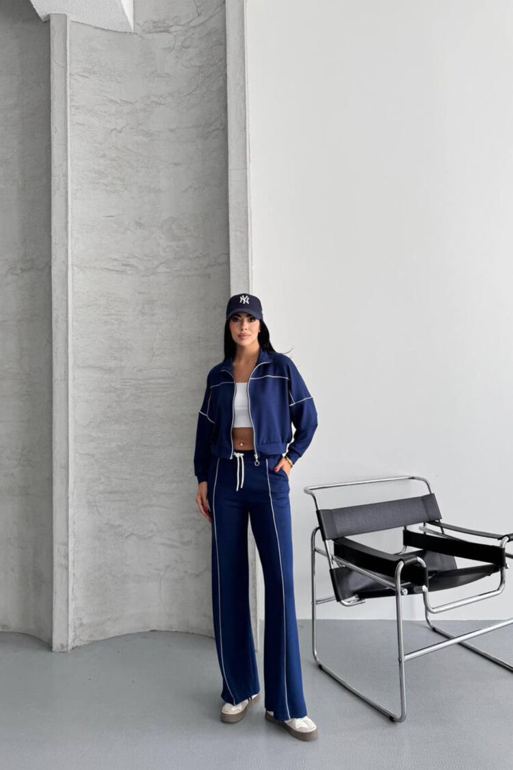 Tracksuit With Hooded Neck & Wide Leg Palazzo Pants