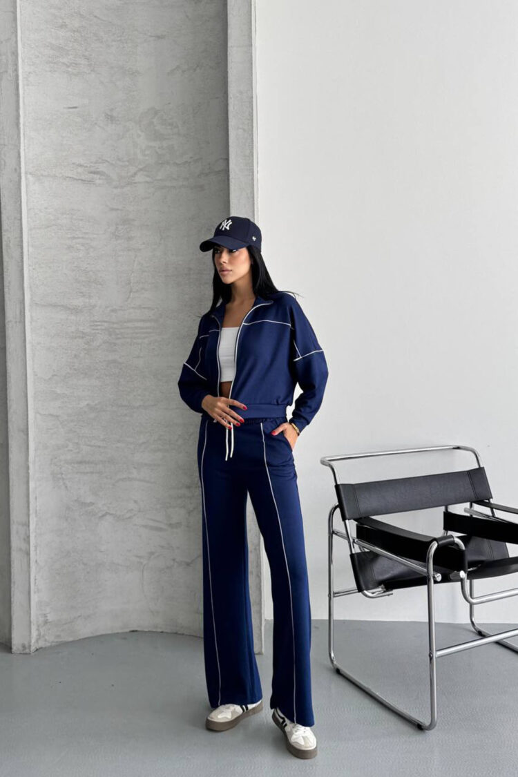 Tracksuit With Hooded Neck & Wide Leg Palazzo Pants