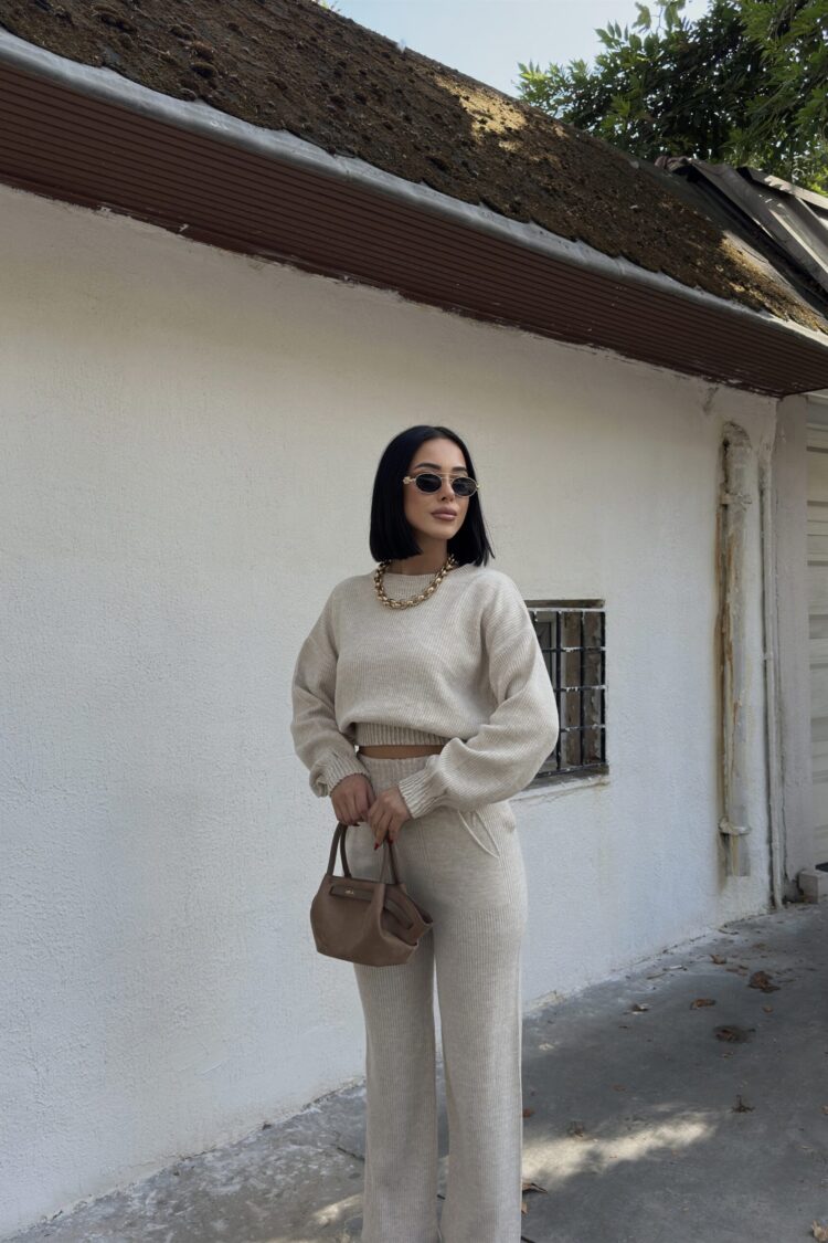 Beige Casual Streetwear Suit