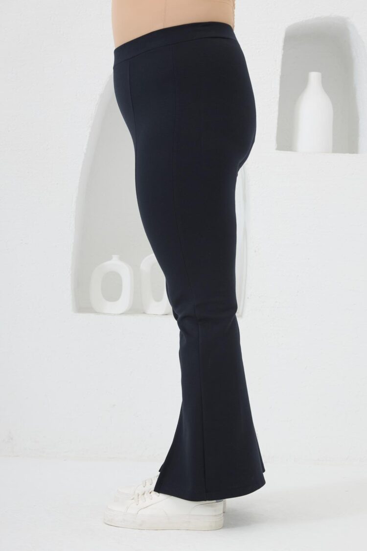 Black Modest Plus Size Flare Leg Slit Pants