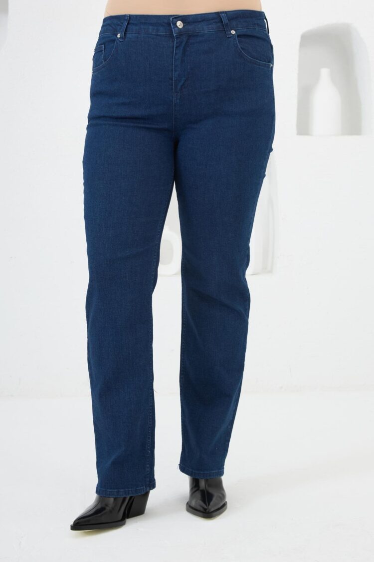 Blue Casual Plus Size Mom Jeans With Buttoned Closure - Brand: RMG - Women & Kids, Baby Clothes Wholesale - Globality Store
