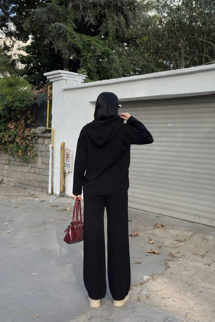 Black Striped Oversized Fit Casual Suit