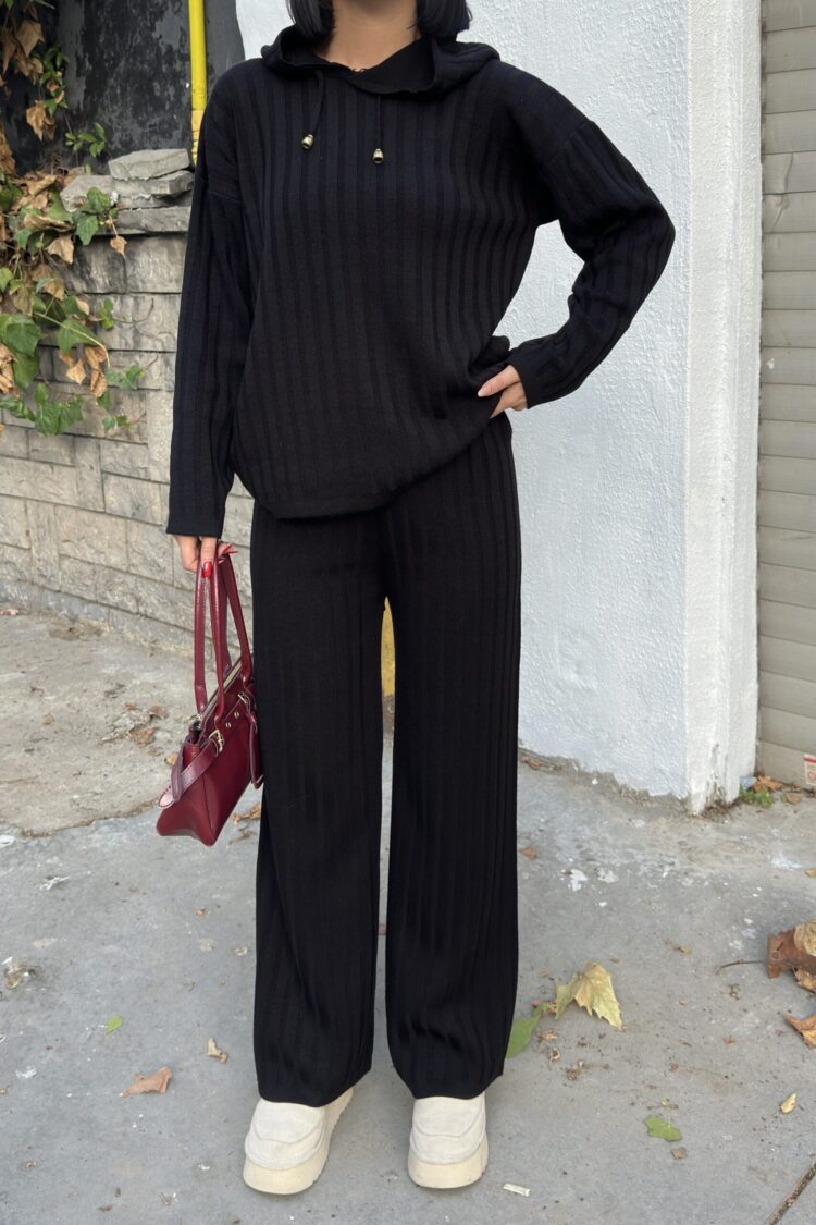 Black Striped Oversized Fit Casual Suit