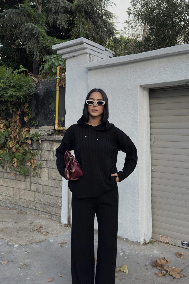 Black Striped Oversized Fit Casual Suit