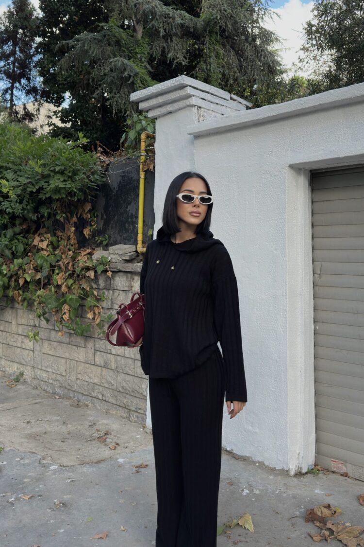 Black Striped Oversized Fit Casual Suit